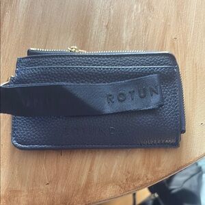 Black Leather Clutch with Textured Finish